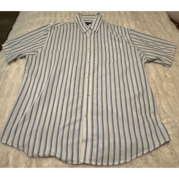 Men's Croft & Barrow Striped Button-Down White Dress Shirt Cotton Blend Size L - Picture 11 of 16